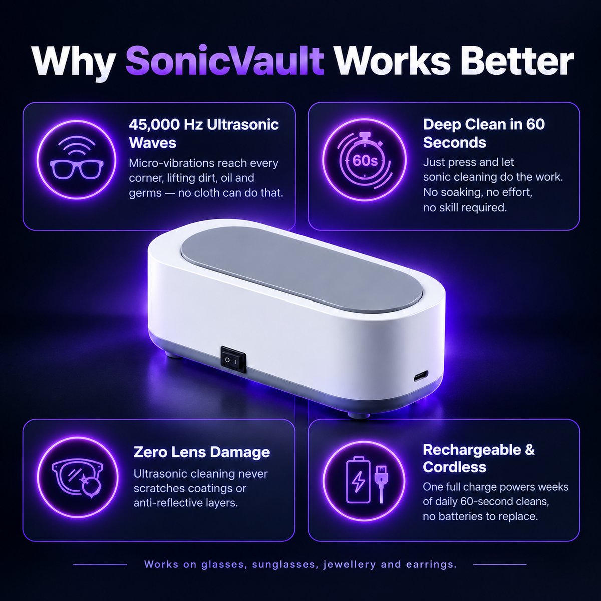 SonicVault™ Ultrasonic Cleaner